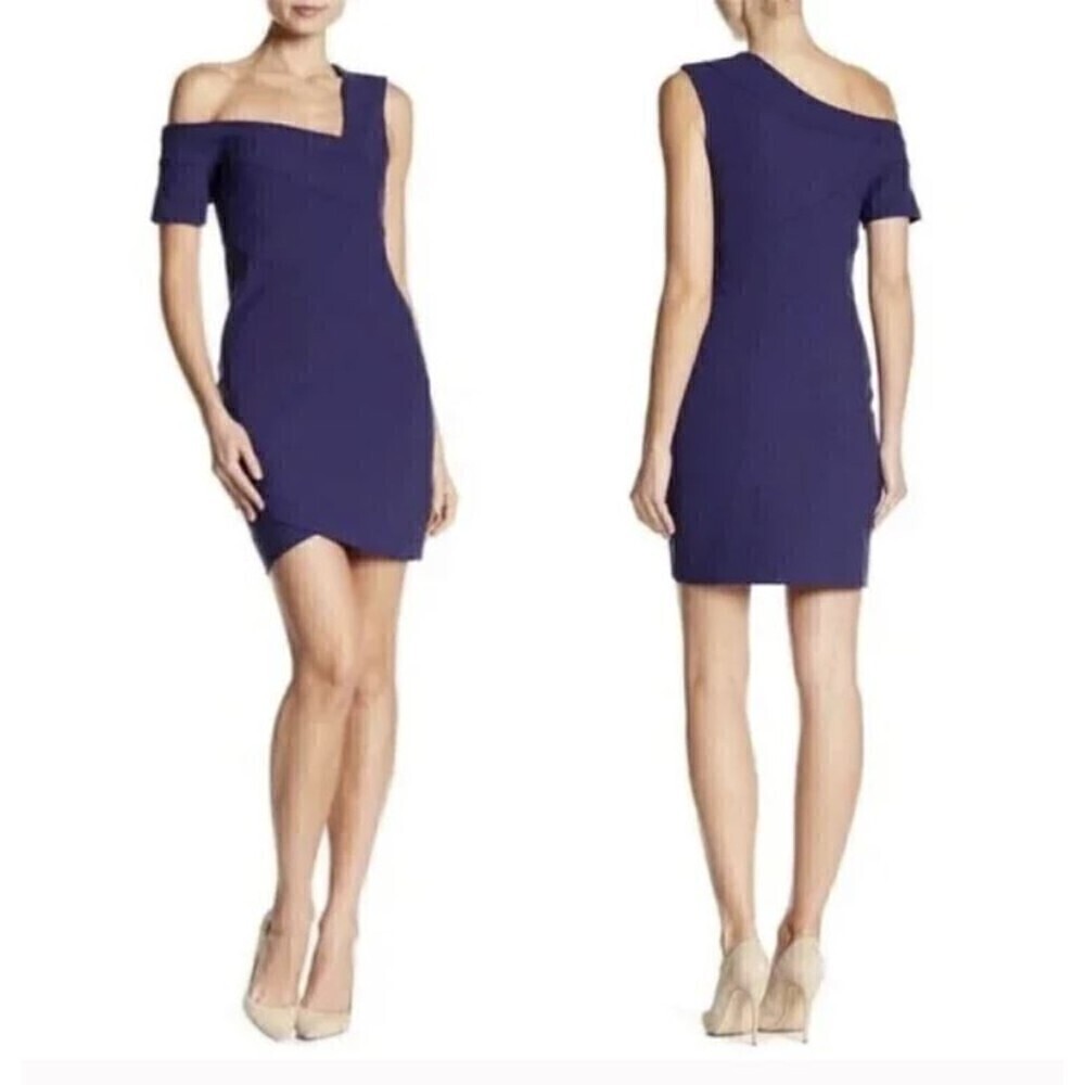 New Cinq A Sept Coralisa Bodycon Purple One Shoulder Mini Cocktail Dress Size 8